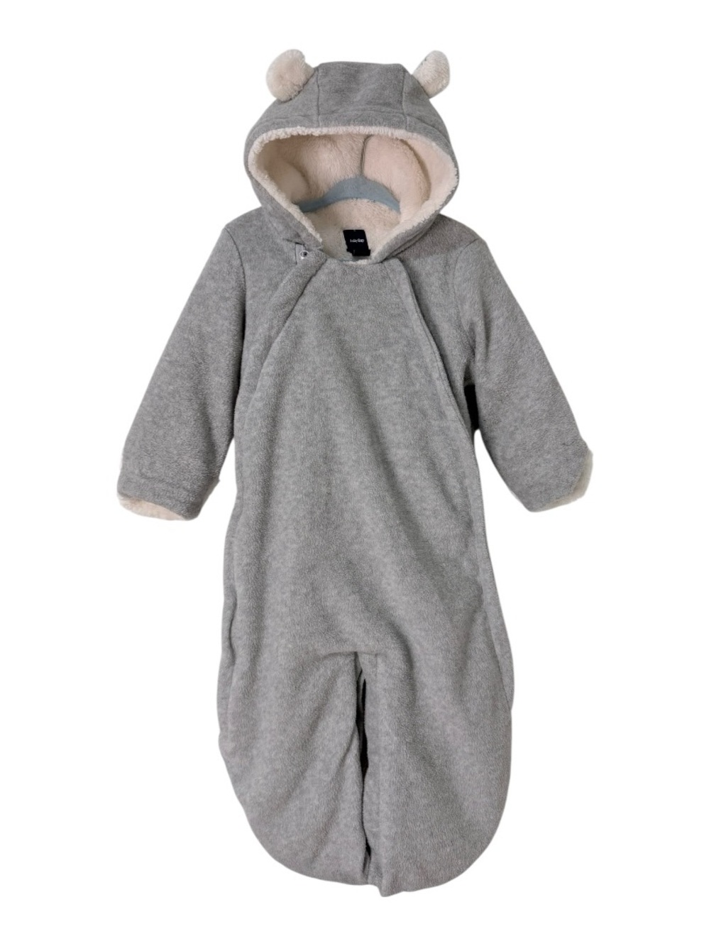 Baby Gap Gray Sherpa Bunting Snowsuit Bear Ears Hood 6-12 Months Winter Coat